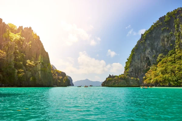 view from boat at cadlao lagoon